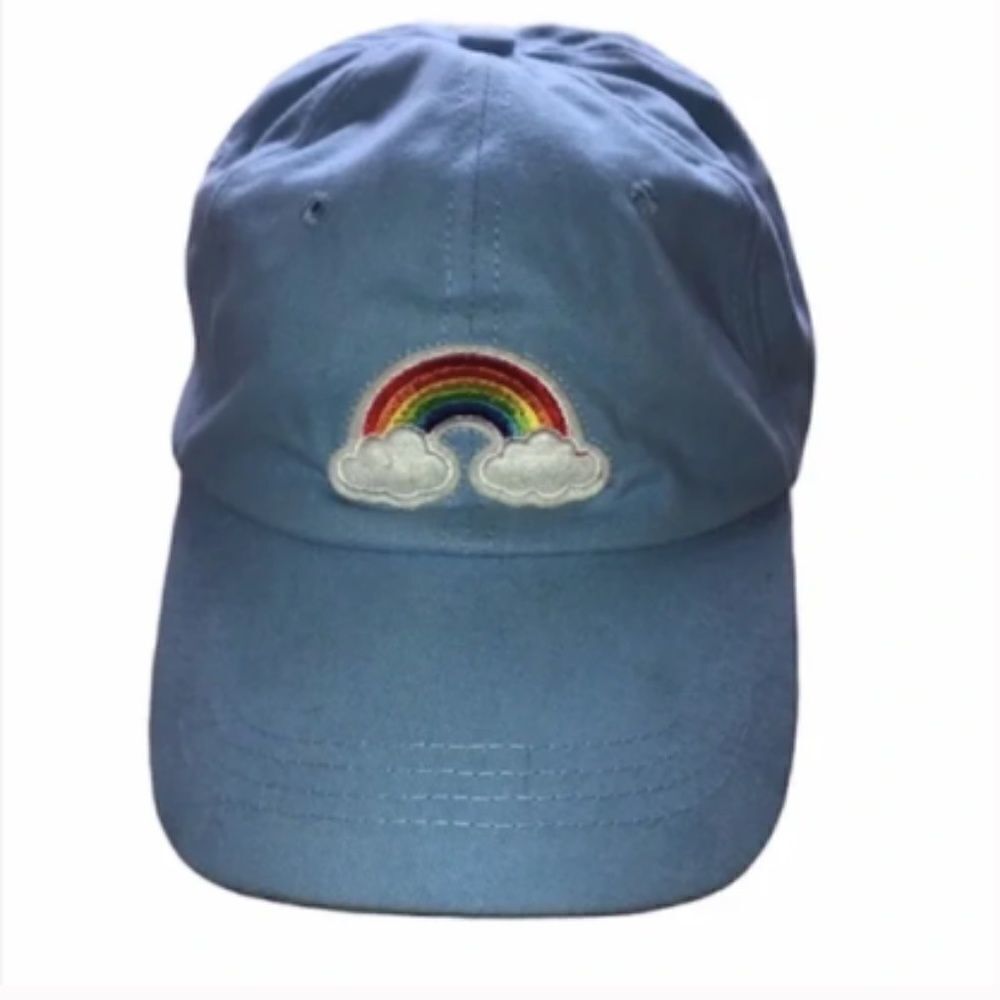 Women's Light Blue Adjustable Baseball Hat with Rainbow Patch